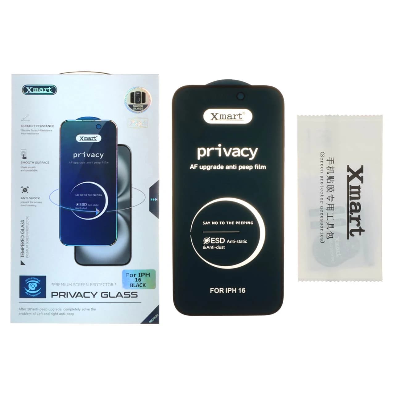 محافظ صفحه نمایش شیشه ای Full Cover Privacy XMART — تصویر ۳