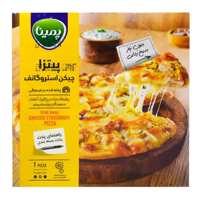 پیتزا چیکن استروگانف آلفردو متوسط پمینا