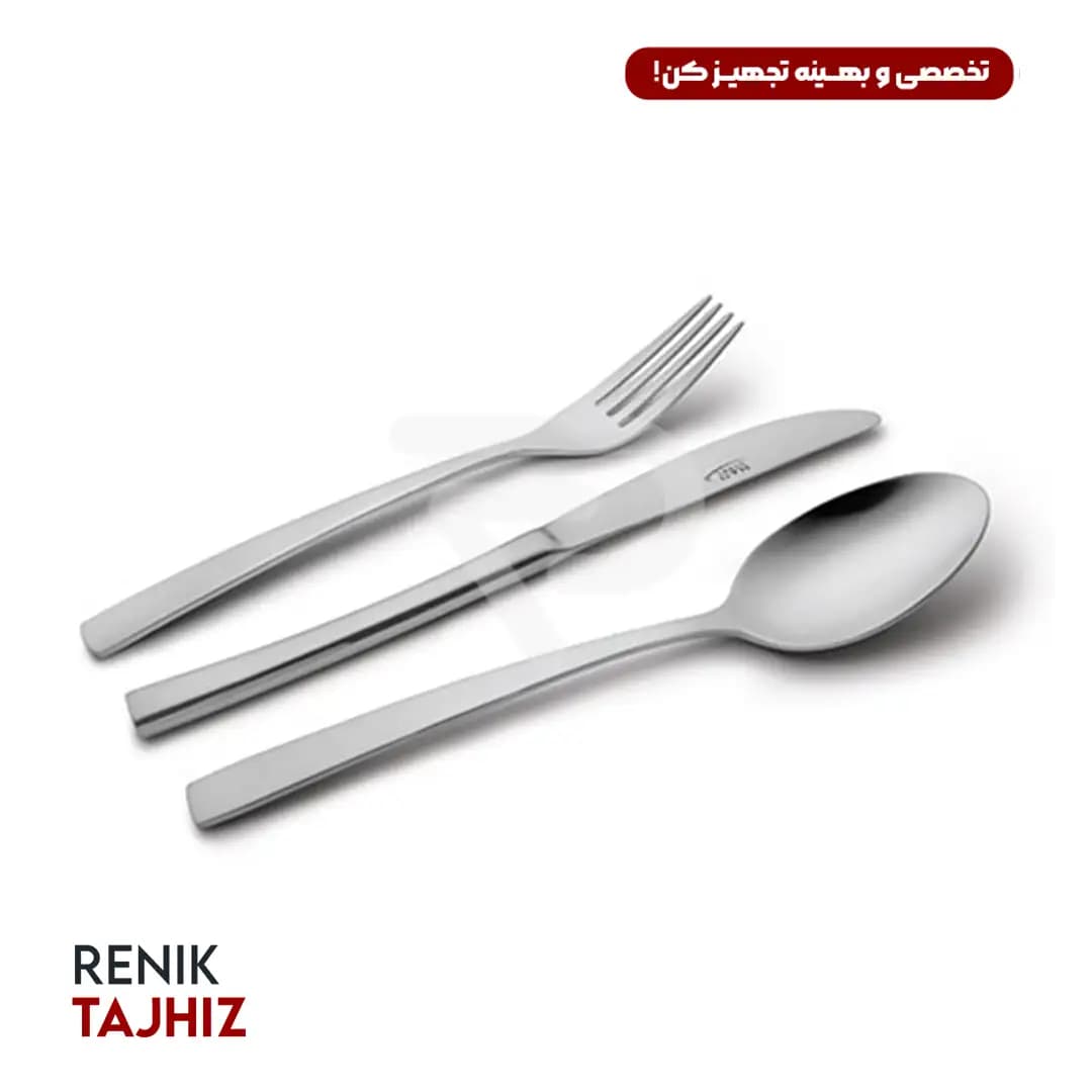 سرویس قاشق و چنگال ۱۵۸ پارچه فلورانس براق جعبه چوبی پایهدار