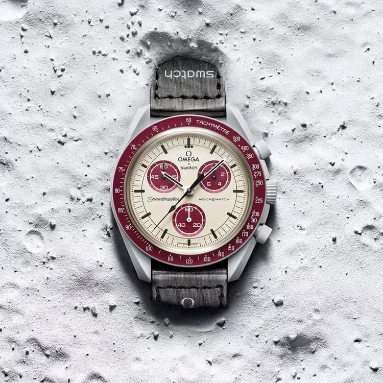 ساعت مچی امگا سواچ میشن تو پلوتو | Omega x Swatch Mission to Pluto | طوسی روشن صفحه کرم مستر کوالیتی