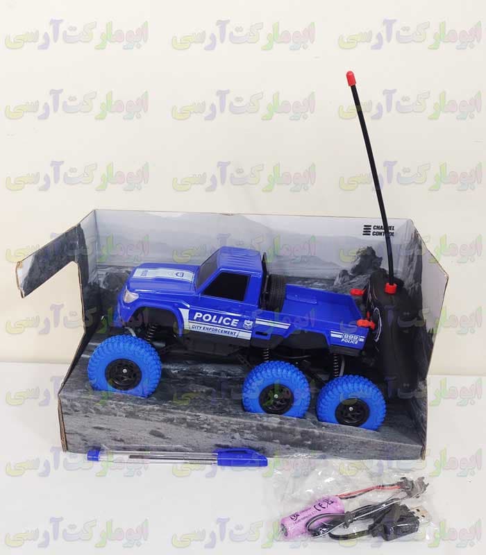 ماشین وانت پلیس آفرود صخره نورد 6 چرخ شارژی کنترلی 4WD — تصویر ۲
