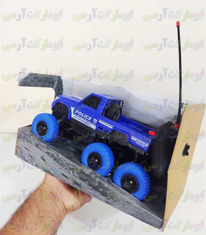 ماشین وانت پلیس آفرود صخره نورد 6 چرخ شارژی کنترلی 4WD — تصویر ۸