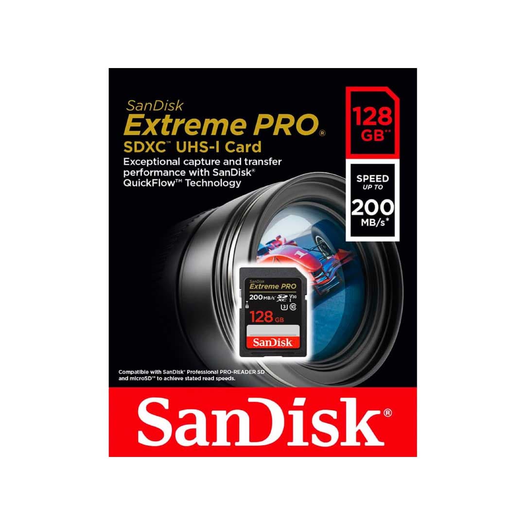 کارت حافظه SDXC سن دیسک مدل Extreme Pro V30 سرعت 200mbps ظرفیت 128 گیگابایت — تصویر ۲