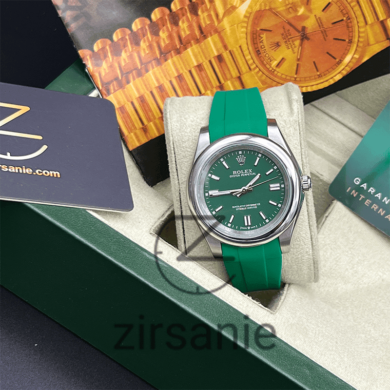 ساعت مچی مردانه رولکس اویستر پرپچوال Rolex Oyster Perpetual Silver Green — تصویر ۹
