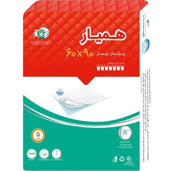 زیرانداز بهداشتی تعویض بیمار همیار 5 عددی 90×60 — تصویر ۲