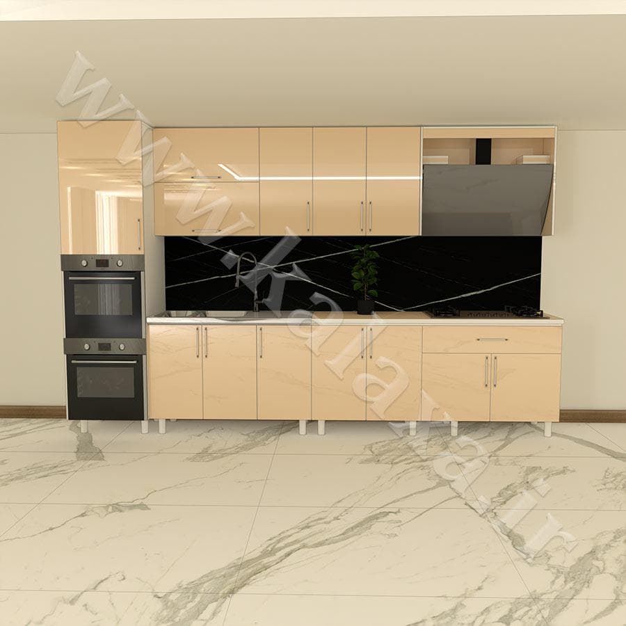 کابینت اماده هایگلاس ایرانی 3.6 متری دستگیره ای +کابینت فر — تصویر ۹