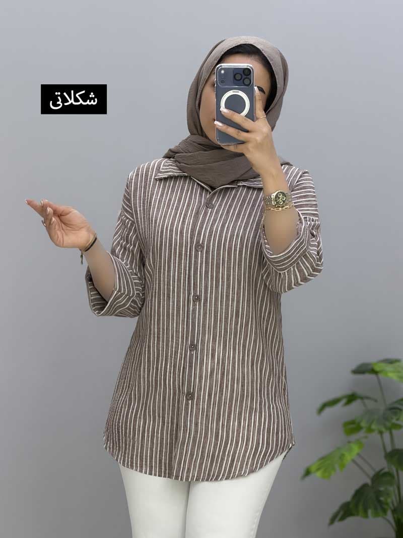 شومیز مانتویی لینن مانو کد 3441232