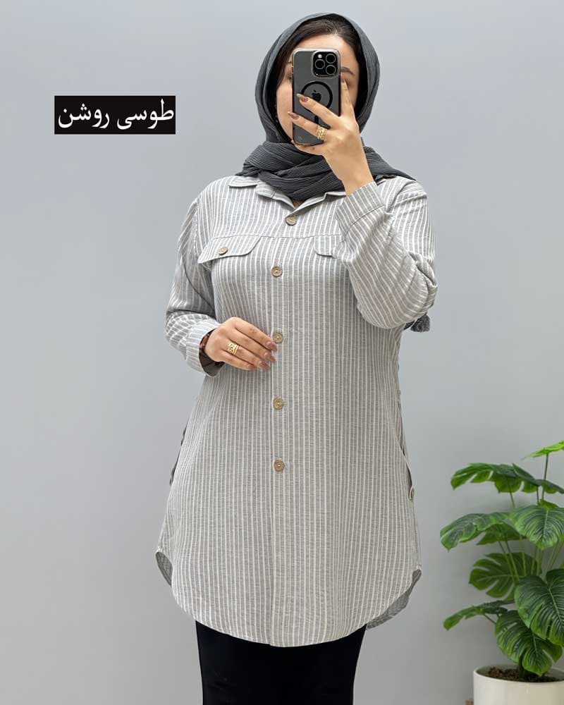 مانتو دیپلمات یقه مردانه مهرو کد 227539 — تصویر ۶