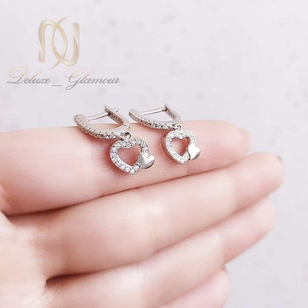 گوشواره نقره زنانه مدل قلب — تصویر ۳