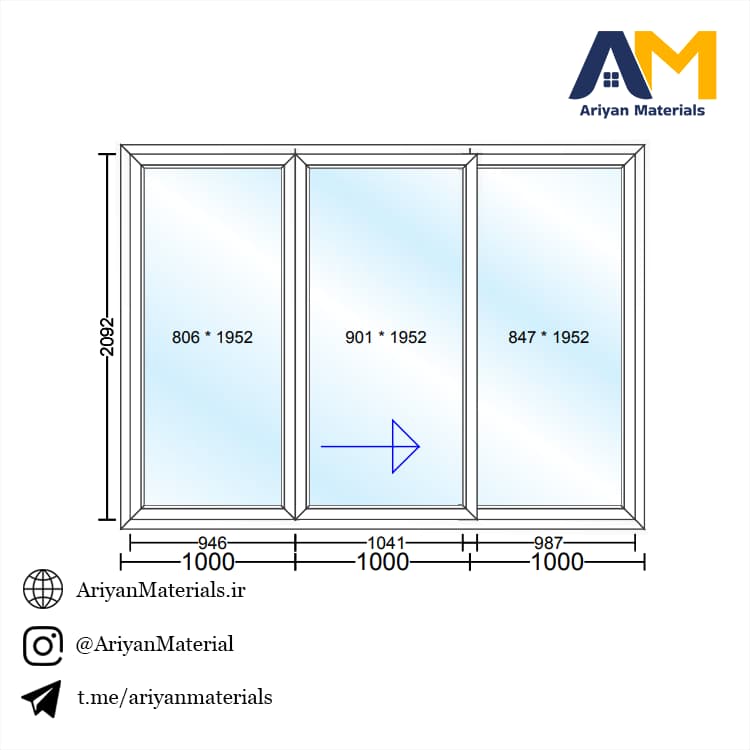 پنجره دوجداره upvc طرح 13 کشویی — تصویر ۲