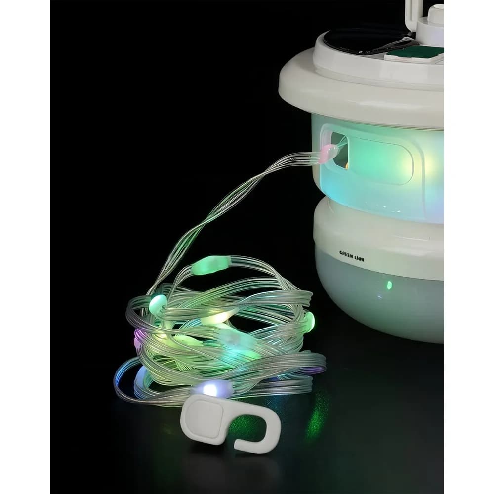 چراغ کمپینگ و ریسه نوری خورشیدی گرین لاین مدل Solar LED Lumex — تصویر ۴