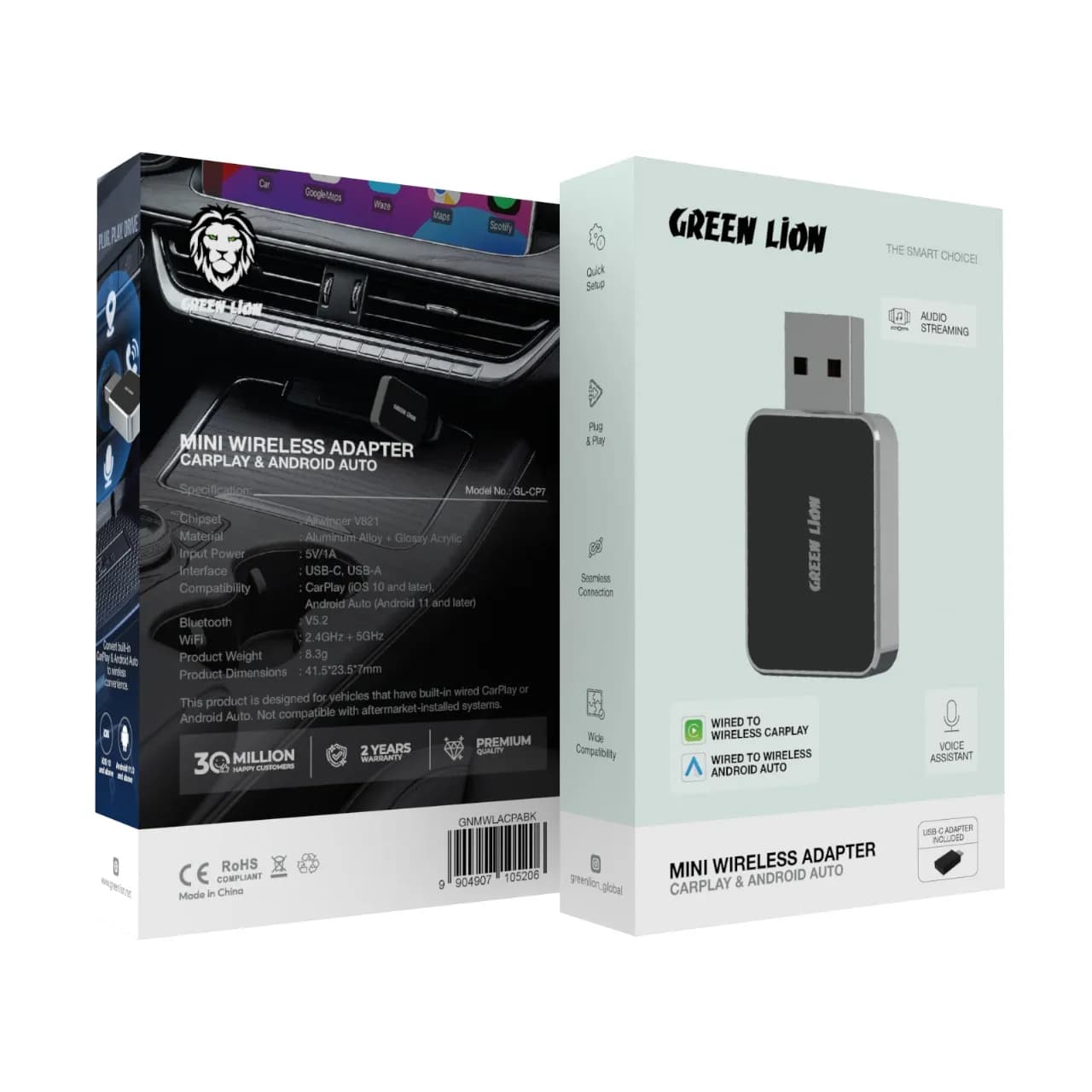 دانگل بیسیم CarPlay و Android Auto خودرو مدل Mini Wireless Adapter گرین لاین — تصویر ۳