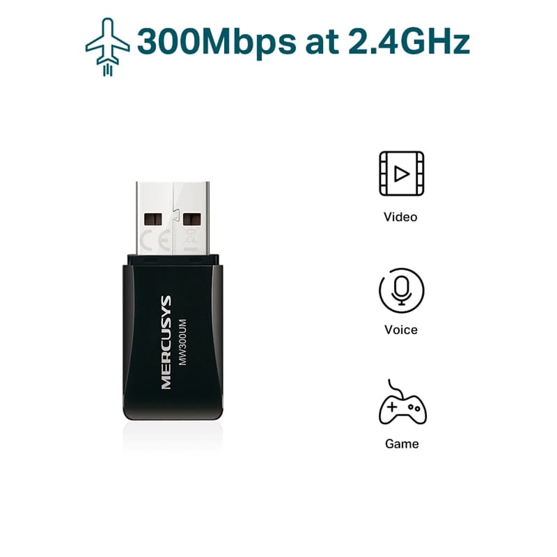 کارت شبکه بیسیم مرکوسیس مدل N300 MW300UM 300Mbps — تصویر ۴
