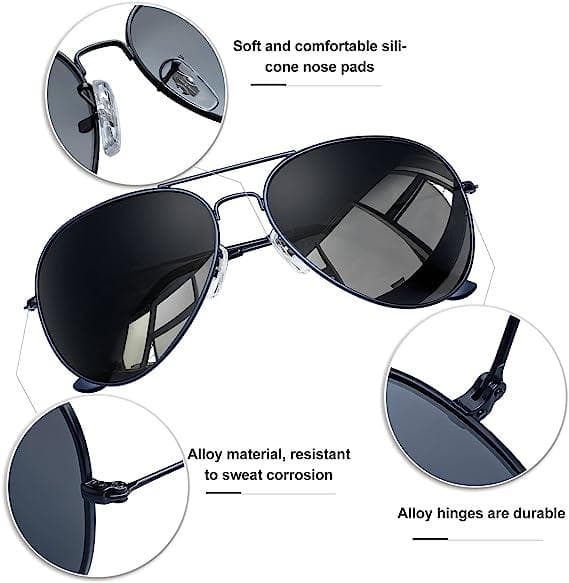عینک آفتابی زنانه و مردانه KANASTAL Pilot Polarized Sunglasses for Men Women — تصویر ۳