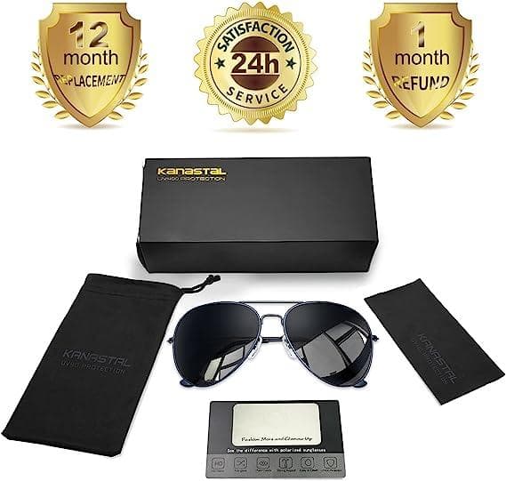 عینک آفتابی زنانه و مردانه KANASTAL Pilot Polarized Sunglasses for Men Women — تصویر ۵