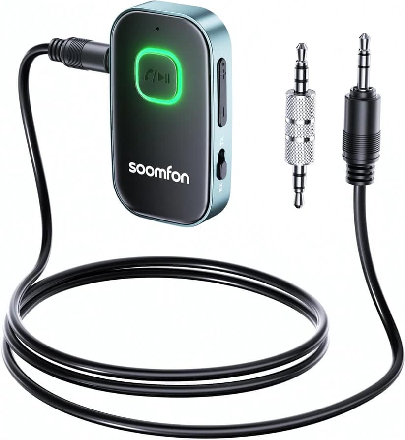 فرستنده و گیرنده بلوتوث 5.3 دو در یک، جک 3.5 میلیمتری برند soomfon — تصویر ۲