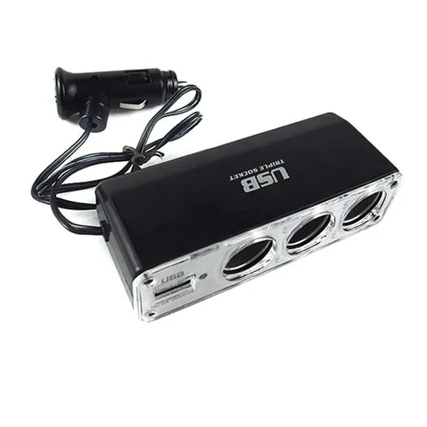 سوکت فندکی خودرو شارژر USB دوشاخه شارژر DC 12V/24V سه گانه با پورت USB — تصویر ۵