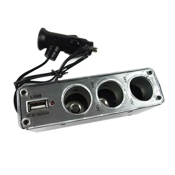 سوکت فندکی خودرو شارژر USB دوشاخه شارژر DC 12V/24V سه گانه با پورت USB — تصویر ۴