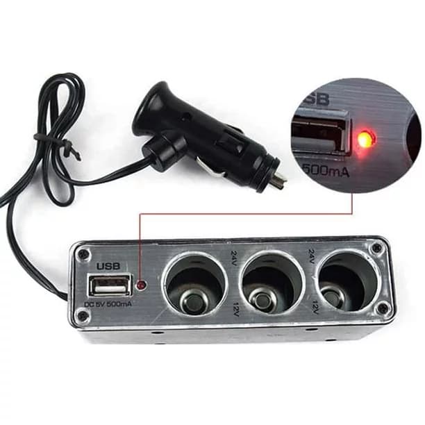 سوکت فندکی خودرو شارژر USB دوشاخه شارژر DC 12V/24V سه گانه با پورت USB — تصویر ۶
