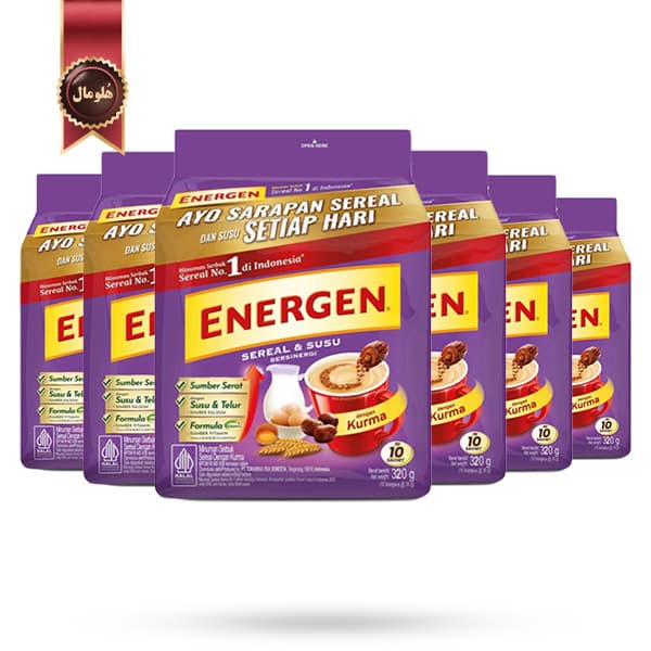 6 بسته پودر غلات فوری انرژن Energen طعم خرما kurma بسته 10 عددی (اورجینال)