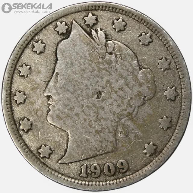 سکه 5 سنت قدیمی آمریکا 1909 (Liberty- آزادی) — تصویر ۲
