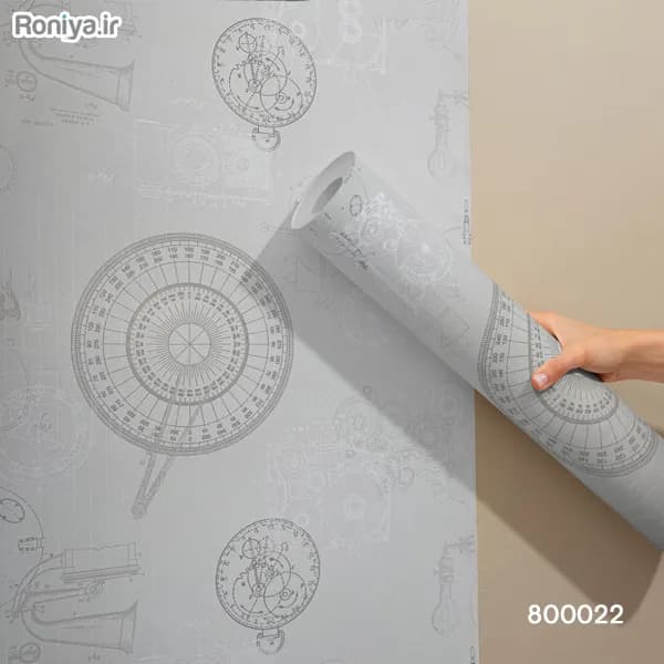 کاغذ دیواری طرحدار طوسی مدرن اتاق کد 800022
