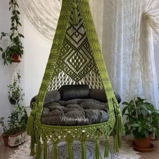 تاب و صندلی ریلکسی و راحتی مکرومه بافی ستاره مبلمان اورلین مدل 959213 — تصویر ۲
