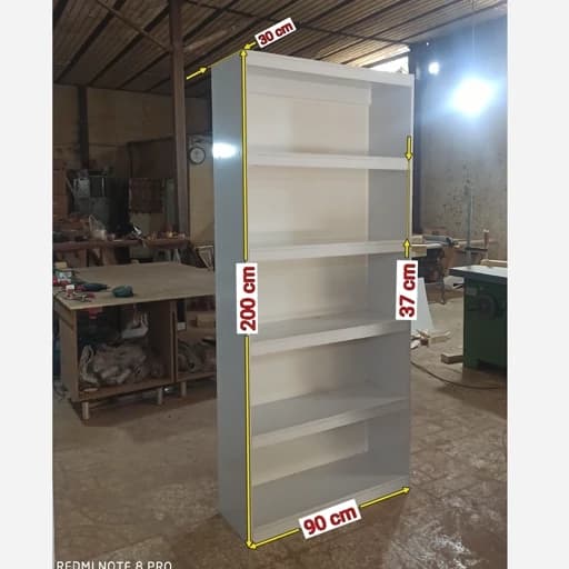 کتابخانه عرض 90 سانت قفسه سفید 5 طبقه مبلمان اورلین مدل 967442