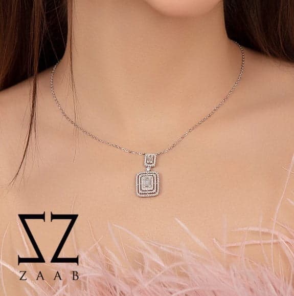 گردنبند نقره طرح جواهر