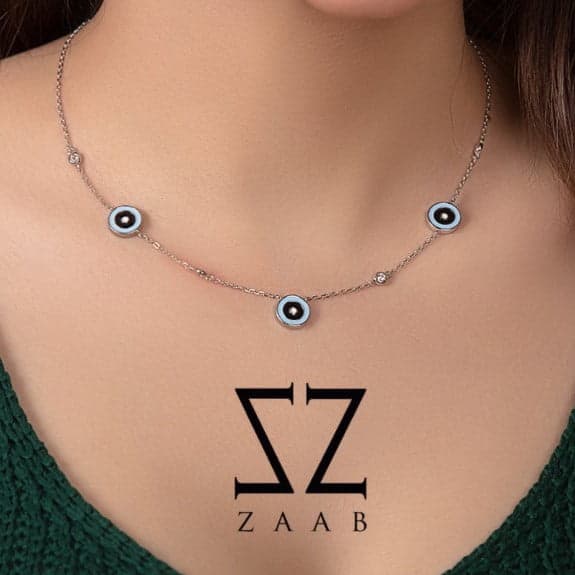 گردنبند نقره طرح چشم نظر