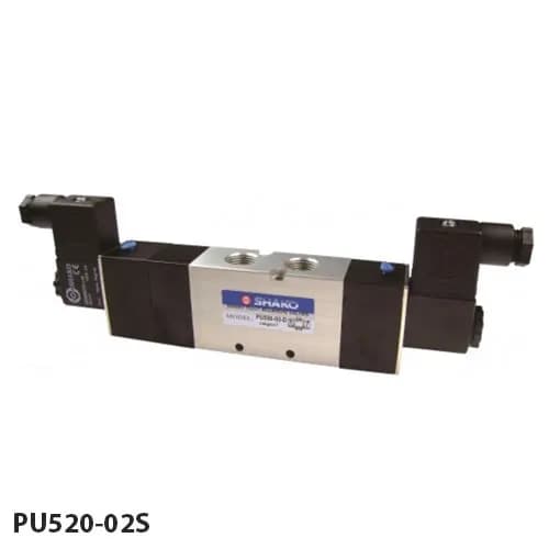 شیر برقی پنوماتیک 5/2 شاکو (تک بوبین) سایز 1/4 اینچ با کد فنی PU520-02S