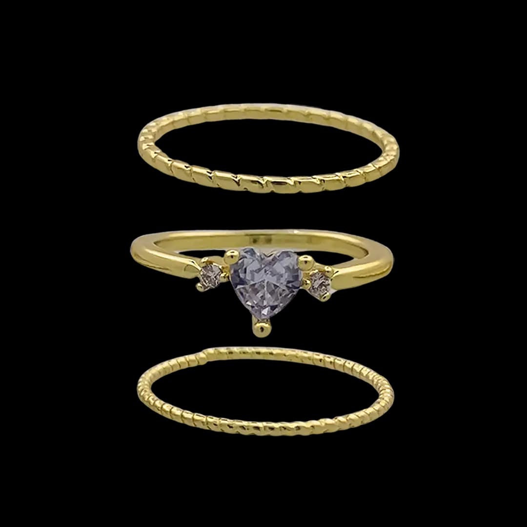 پک سه عددی انگشتر روکش طلا 02 (Minimal Gold Plated Stacking Rings)