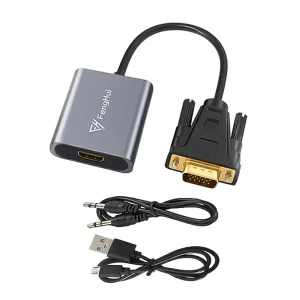 تبدیل VGA به HDMI برق دار FengHui به همراه خروجی صدا (AUX) — تصویر ۲