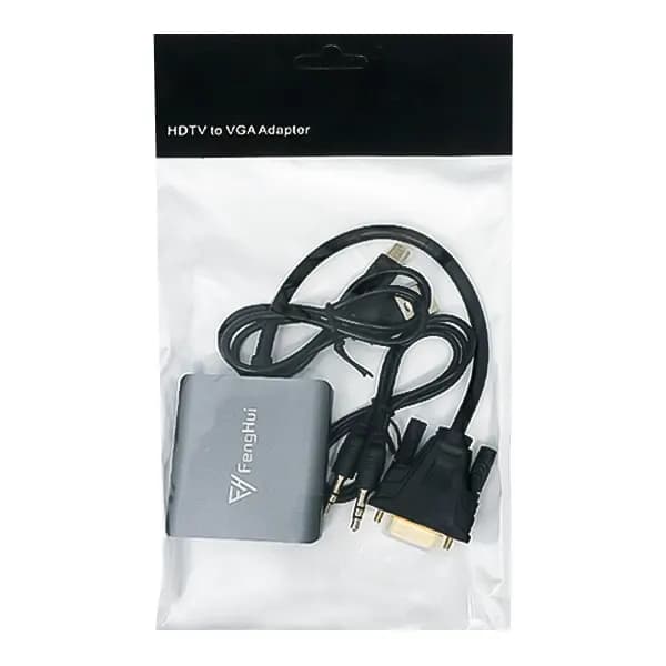 تبدیل VGA به HDMI برق دار FengHui به همراه خروجی صدا (AUX) — تصویر ۳