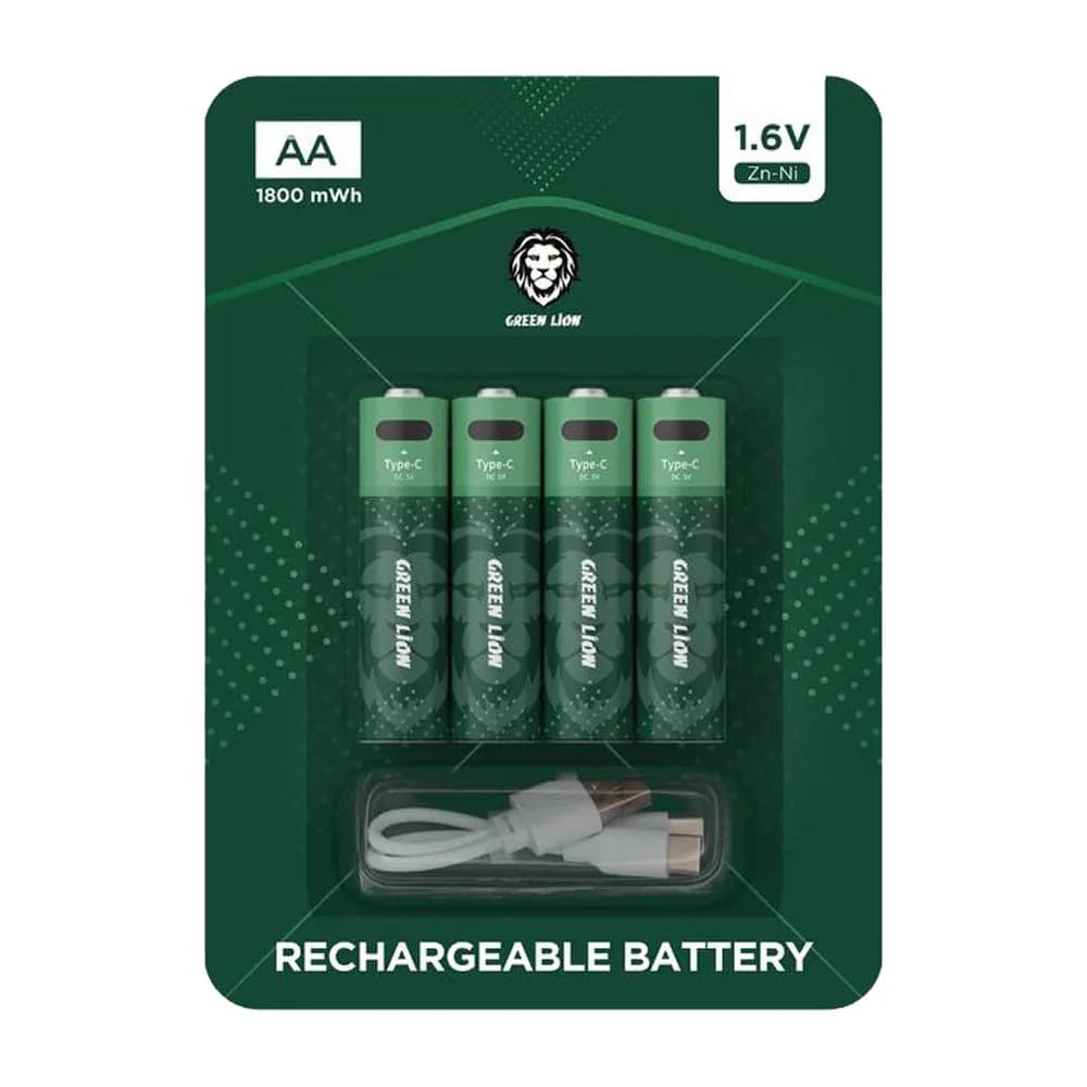 پک ۴ عددی باتری قلمی شارژی گرین لاین Green Lion AA Rechargeable Battery — تصویر ۲