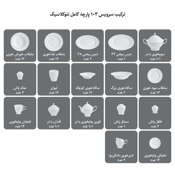 رویس چینی 103 پارچه کامل اوآسیس صورتی — تصویر ۸