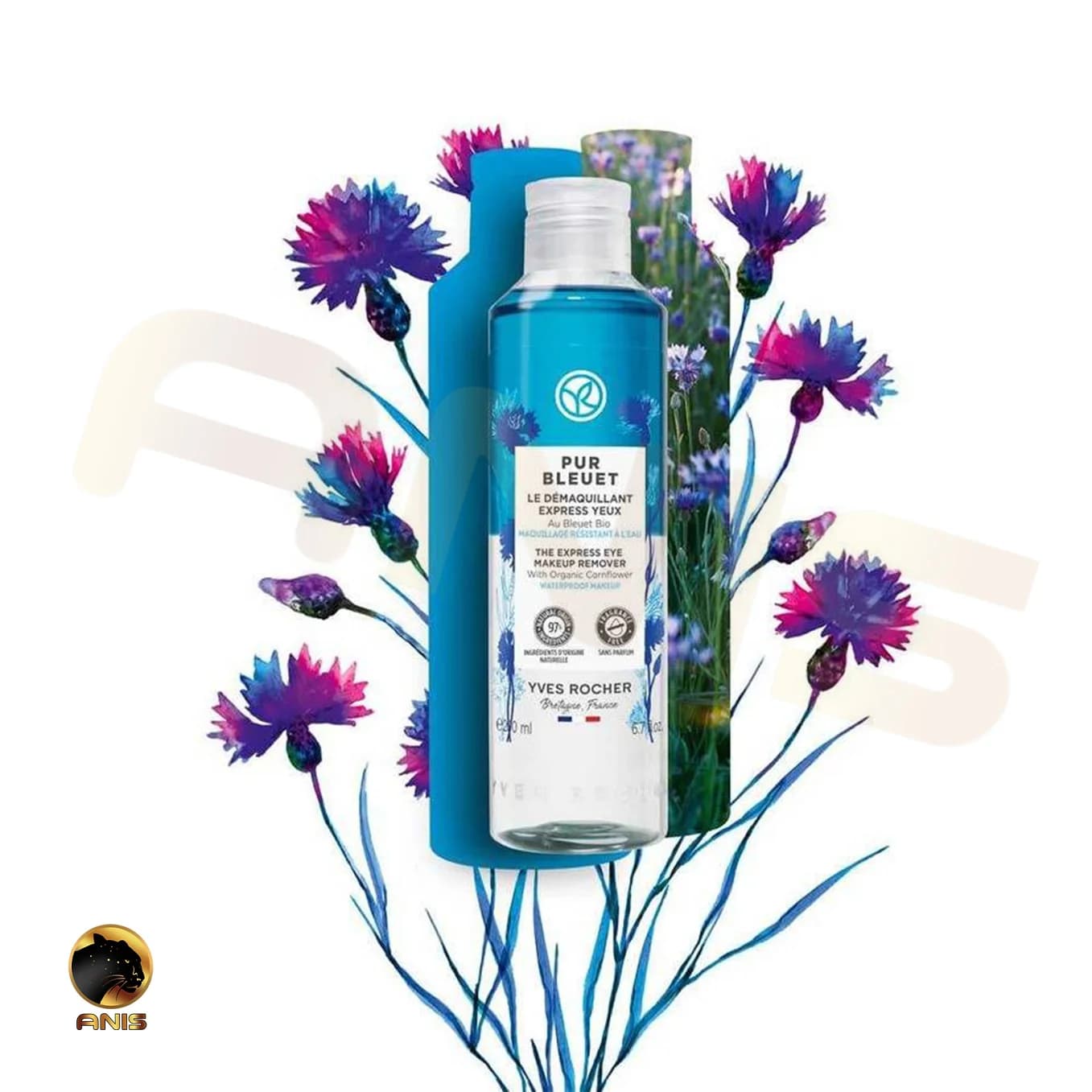 محلول پاک کننده دوفاز pur Bleuet ایوروشه برای آرایش دور چشم حاوی عصاره گل ذرت 100 میل — تصویر ۵