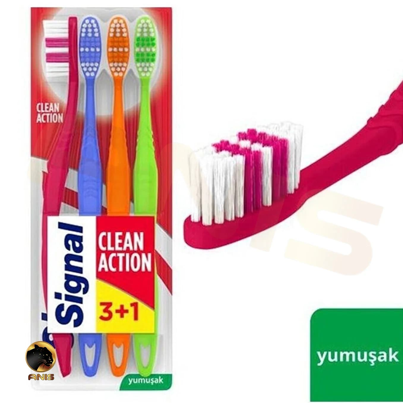 مسواک Clean Action سیگنال دارای فرچه های نرم 4 عدد — تصویر ۳