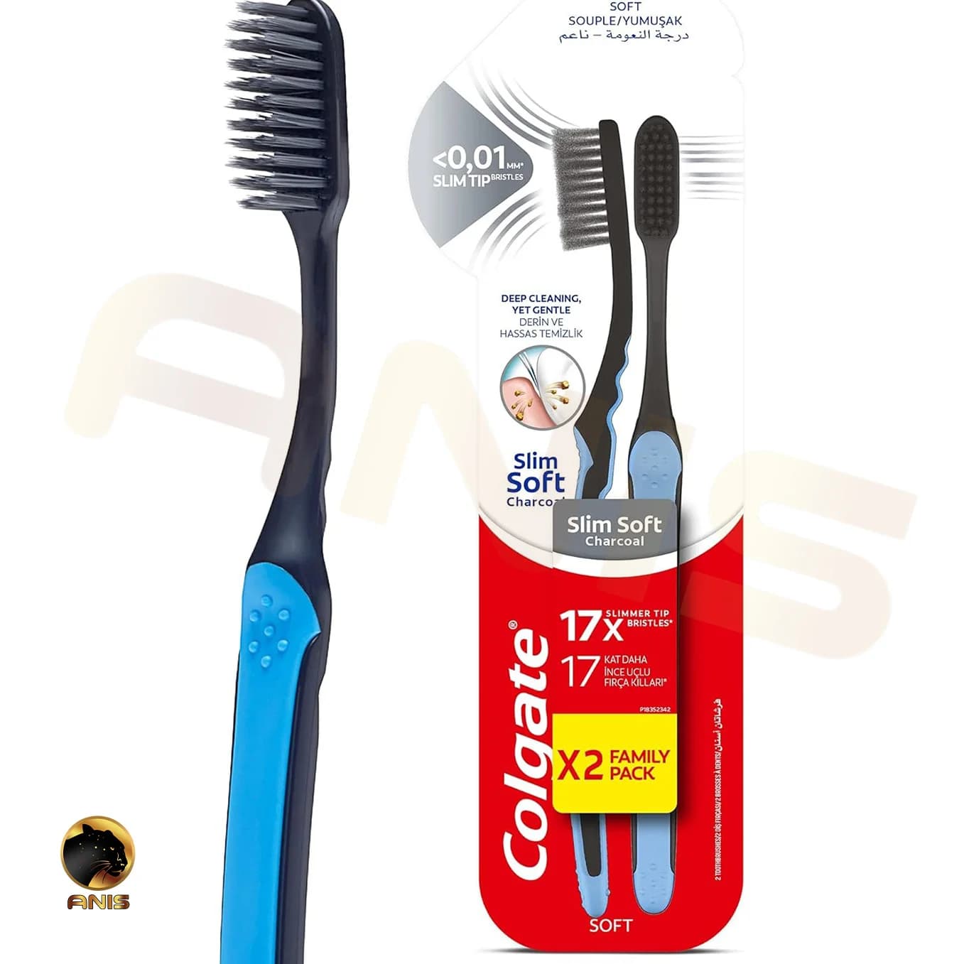 مسواک Slim Soft Charcoal کلگیت دوتایی