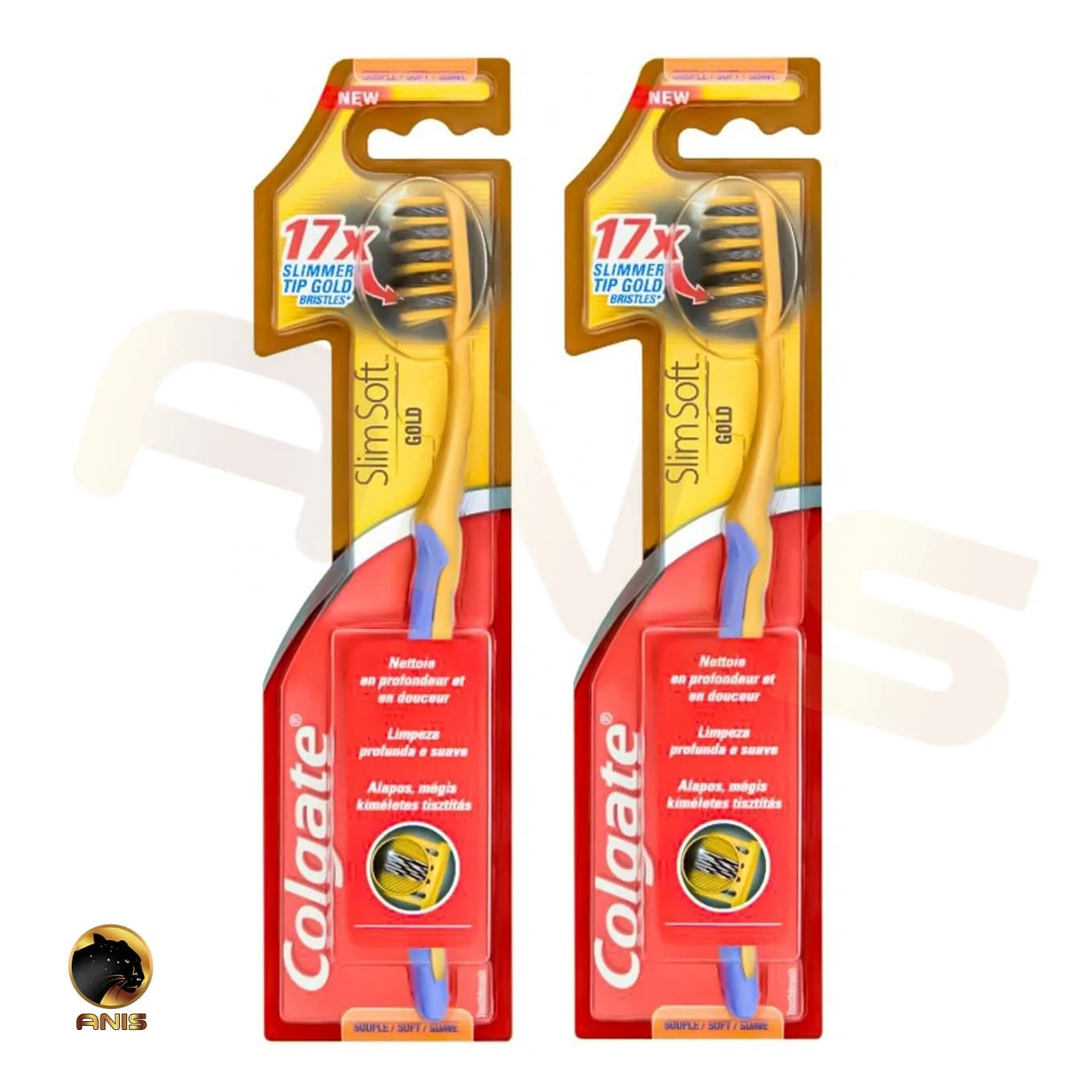 مسواک Slim Soft Gold کلگیت دارای فرچه متوسط — تصویر ۴
