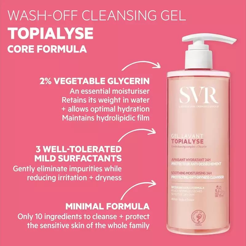 ژل شستشوی صورت و بدن اس وی آر Topialyse Gel Lavant حجم 400 — تصویر ۳
