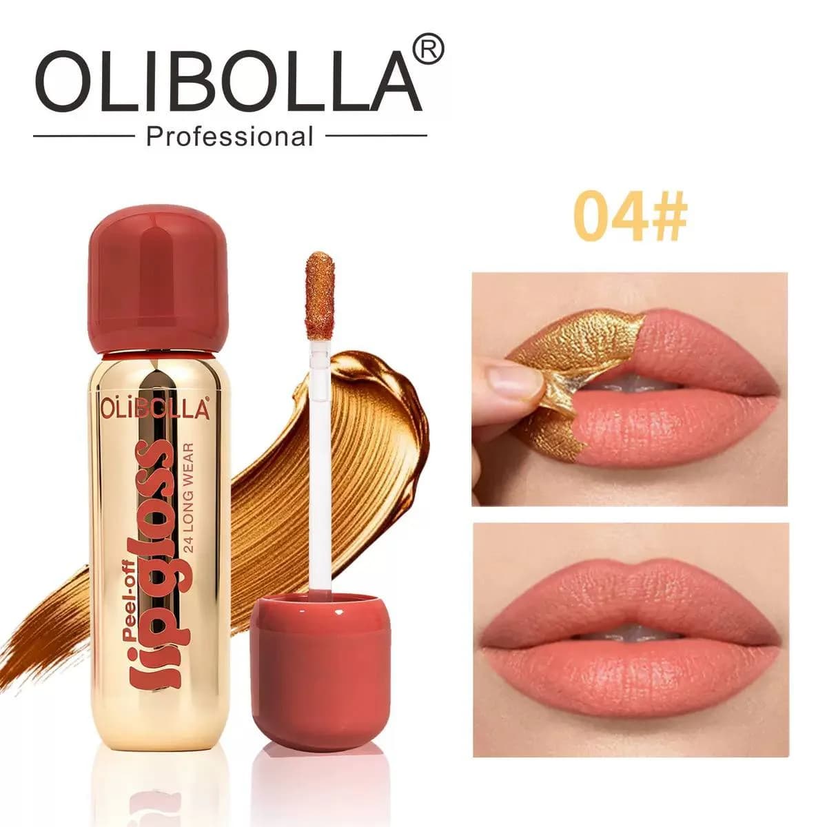 لیپ گلاس پیل آف طلایی OLIBOLLA — تصویر ۸