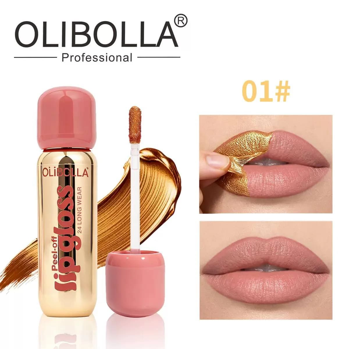 لیپ گلاس پیل آف طلایی OLIBOLLA — تصویر ۶