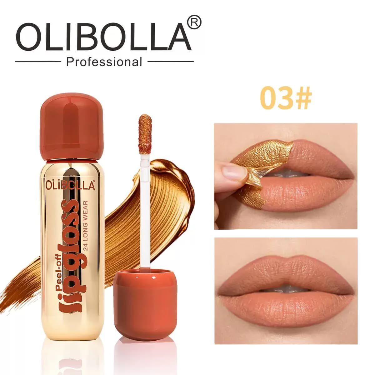 لیپ گلاس پیل آف طلایی OLIBOLLA — تصویر ۷