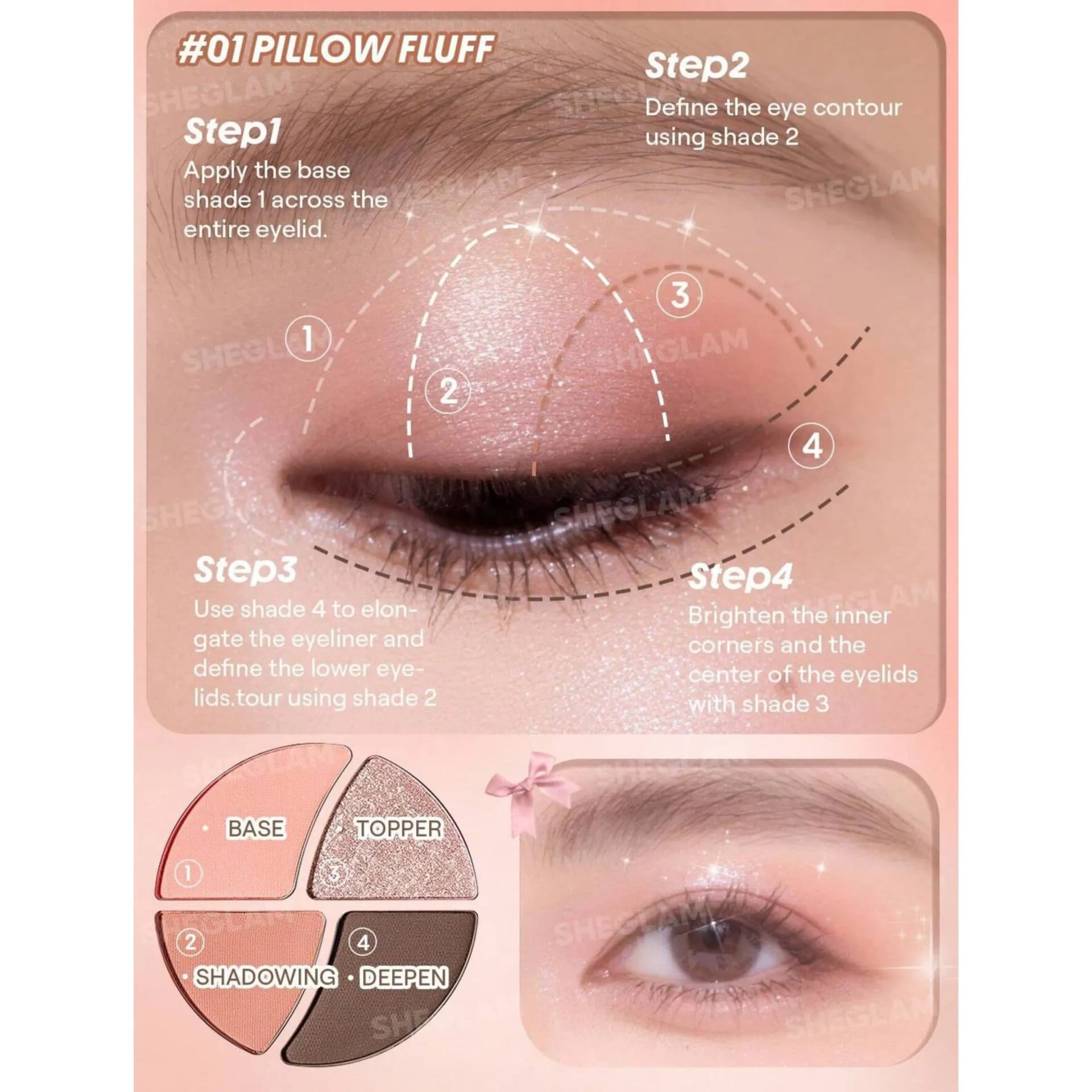 پالت سایه مینی شیگلمSHEGLAM مدل Daydreamer رنگ Pillow Fluff — تصویر ۲