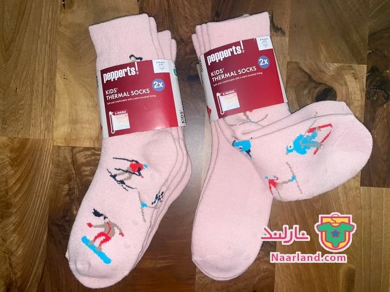 مجموعه 2 جفتی جوراب داخل کرکی Pepperts آلمان صورتی روشن طرح اسکی — تصویر ۳