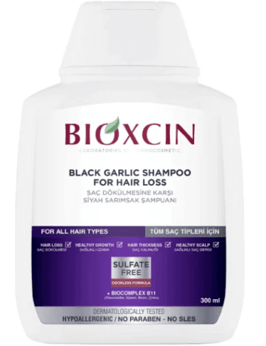 بیوکسین شامپو ضد ریزش سیر سیاه انواع مو 300 میل (BIOXCIN BLACK GARLIC ANTI HAIR LOSS)