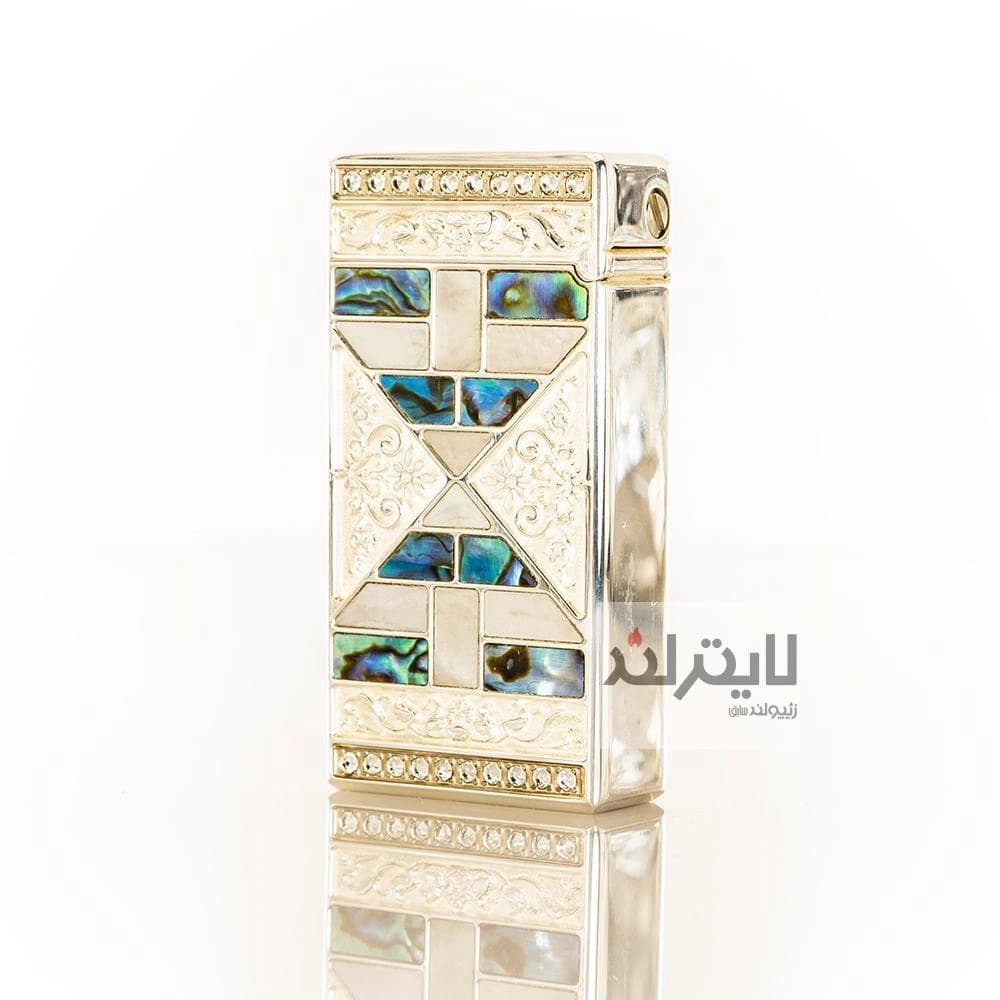 فندک گازی سارومه نقره با روکش صدف طبیعی کد SD1-39 — تصویر ۲