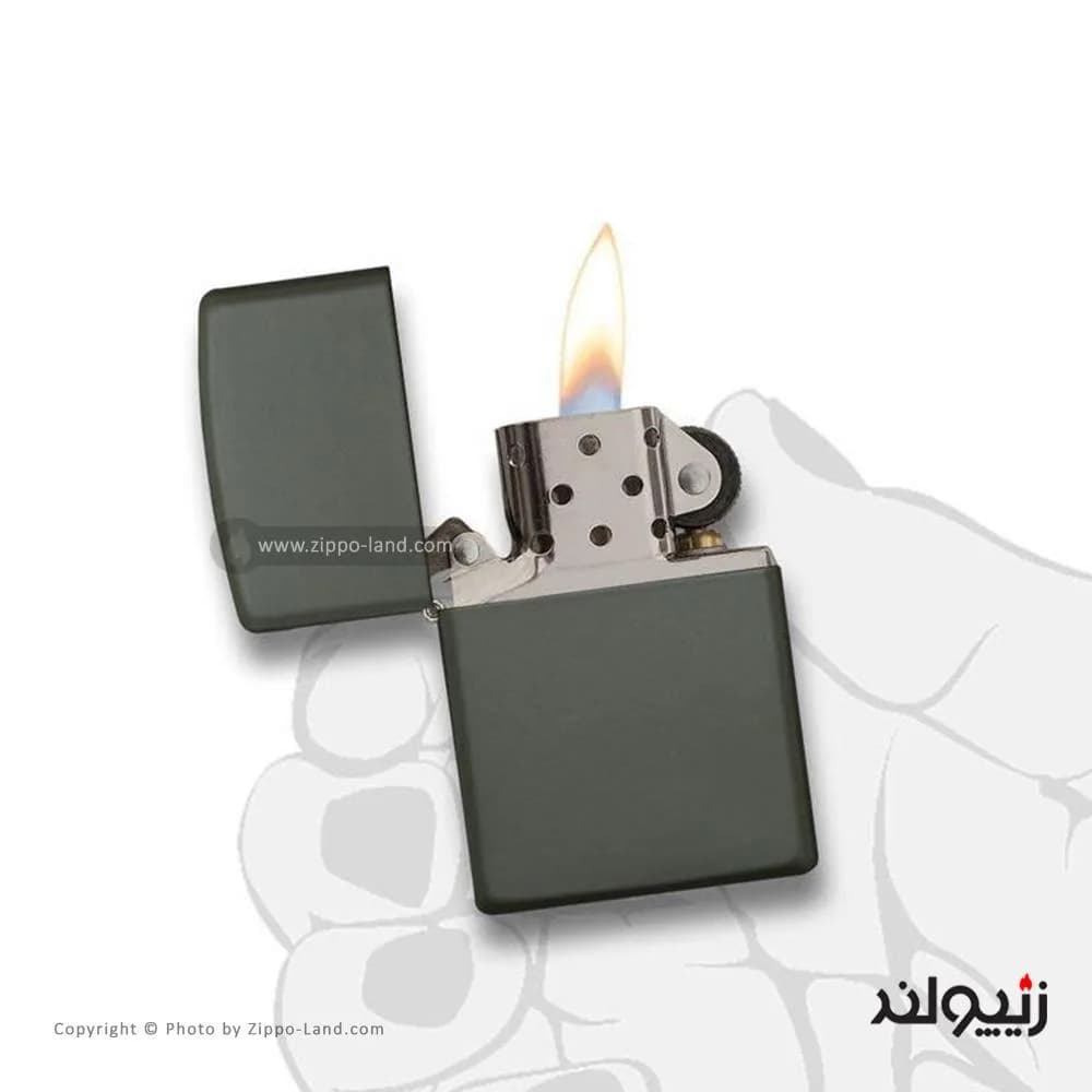 فندک زیپو مدل Classic Green Matte کد 221 — تصویر ۵