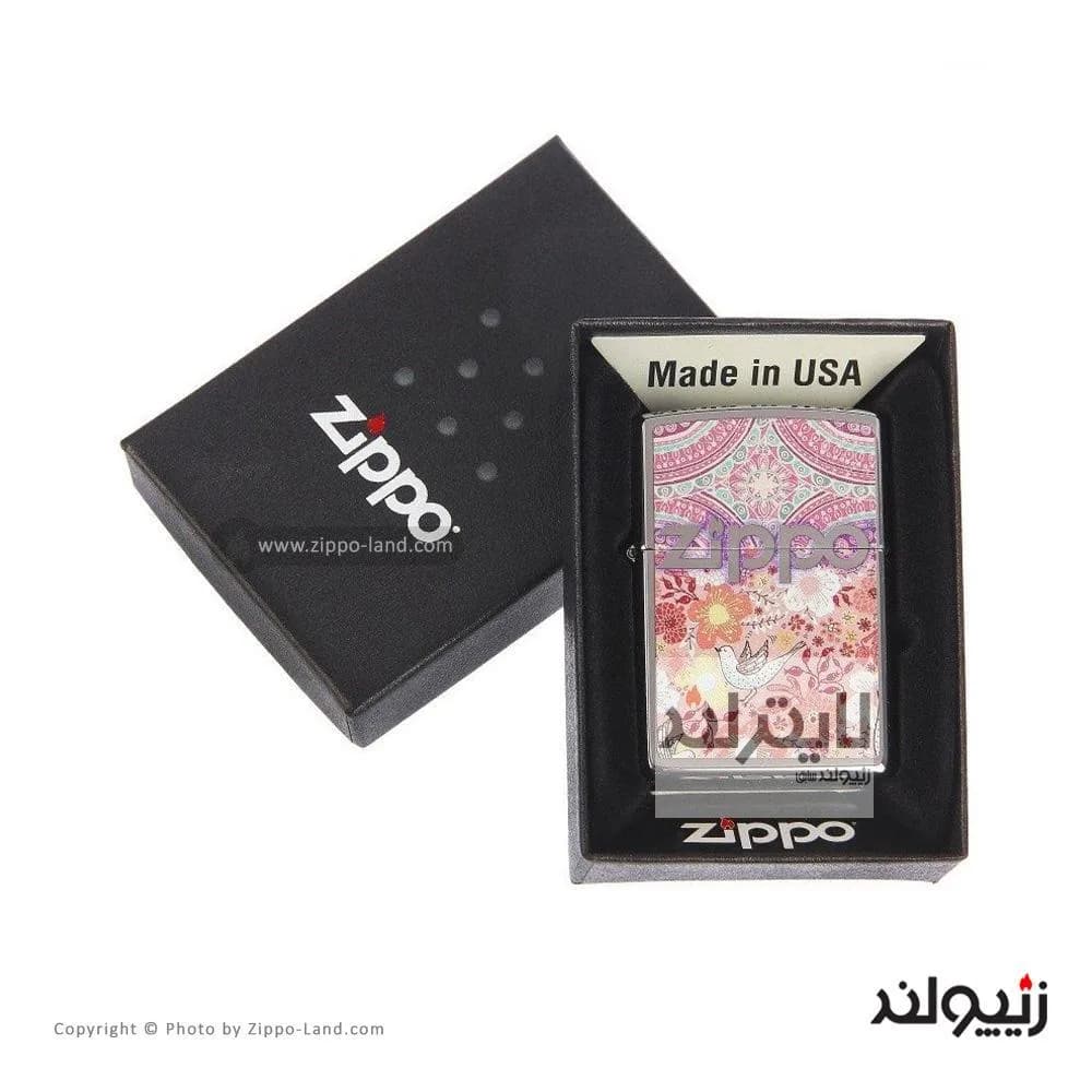 فندک زیپو مدل Boho 4 Flowers Patterns کد 28851 — تصویر ۳